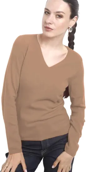100% Cashmere Long Sleeve Pullover V Neck Sweater. Comfort, Luxury,Soft Silky Texture. Essential Classic Pullover