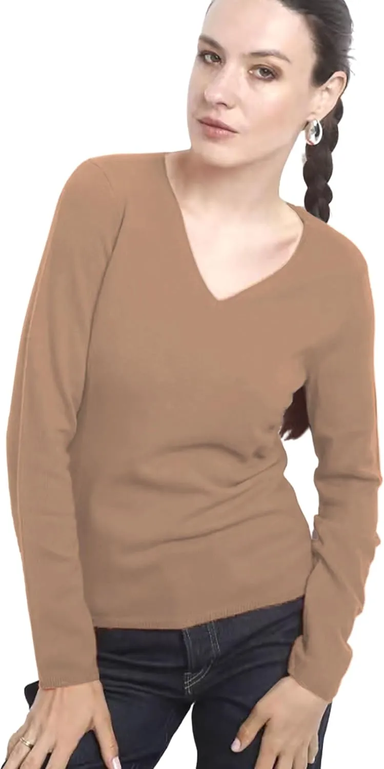 100% Cashmere Long Sleeve Pullover V Neck Sweater. Comfort, Luxury,Soft Silky Texture. Essential Classic Pullover