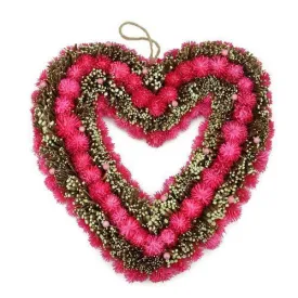 13.5" Pink Flowers  Berries and Twig Heart-Shaped Artificial Spring Floral Wreath