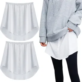 2 Pcs Shirt Extender for Women Adjustable Layering Fake Top Lower Sweep Shirt Half Length Skirt
