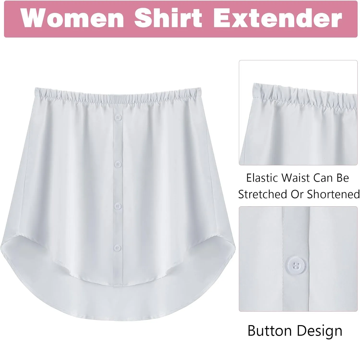 2 Pcs Shirt Extender for Women Adjustable Layering Fake Top Lower Sweep Shirt Half Length Skirt