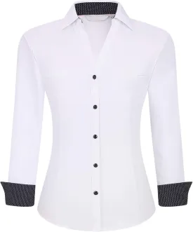 Alex Vando Womens Button Down Shirt Wrinkle Free Casual Long Sleeve Work Blouse Tops