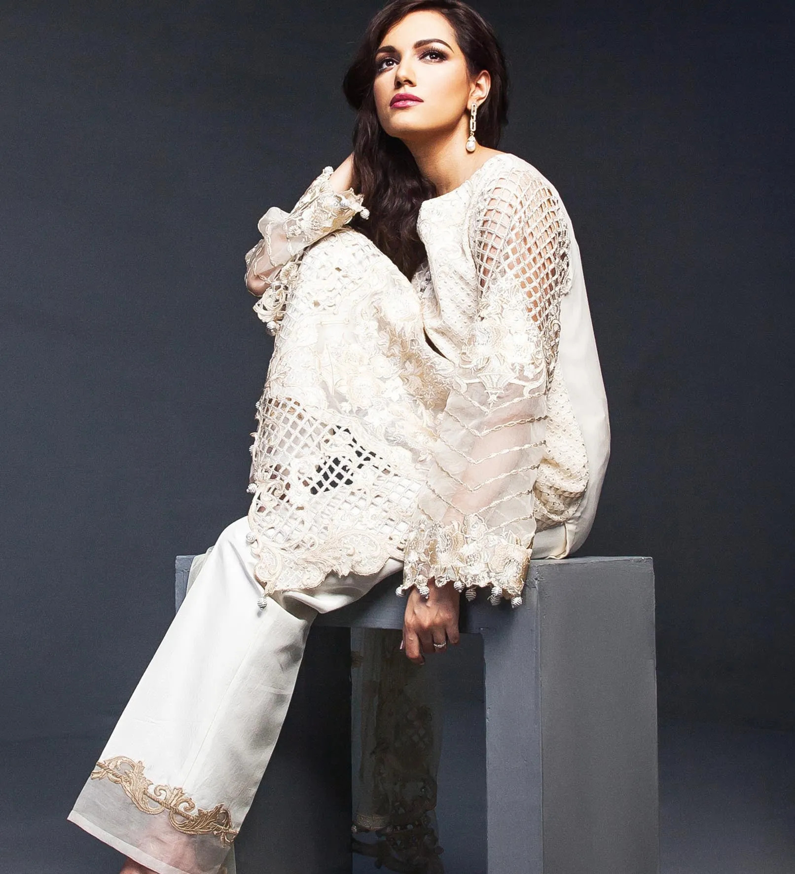 Anaya Festive Chiffon Collection –Ivory Mist