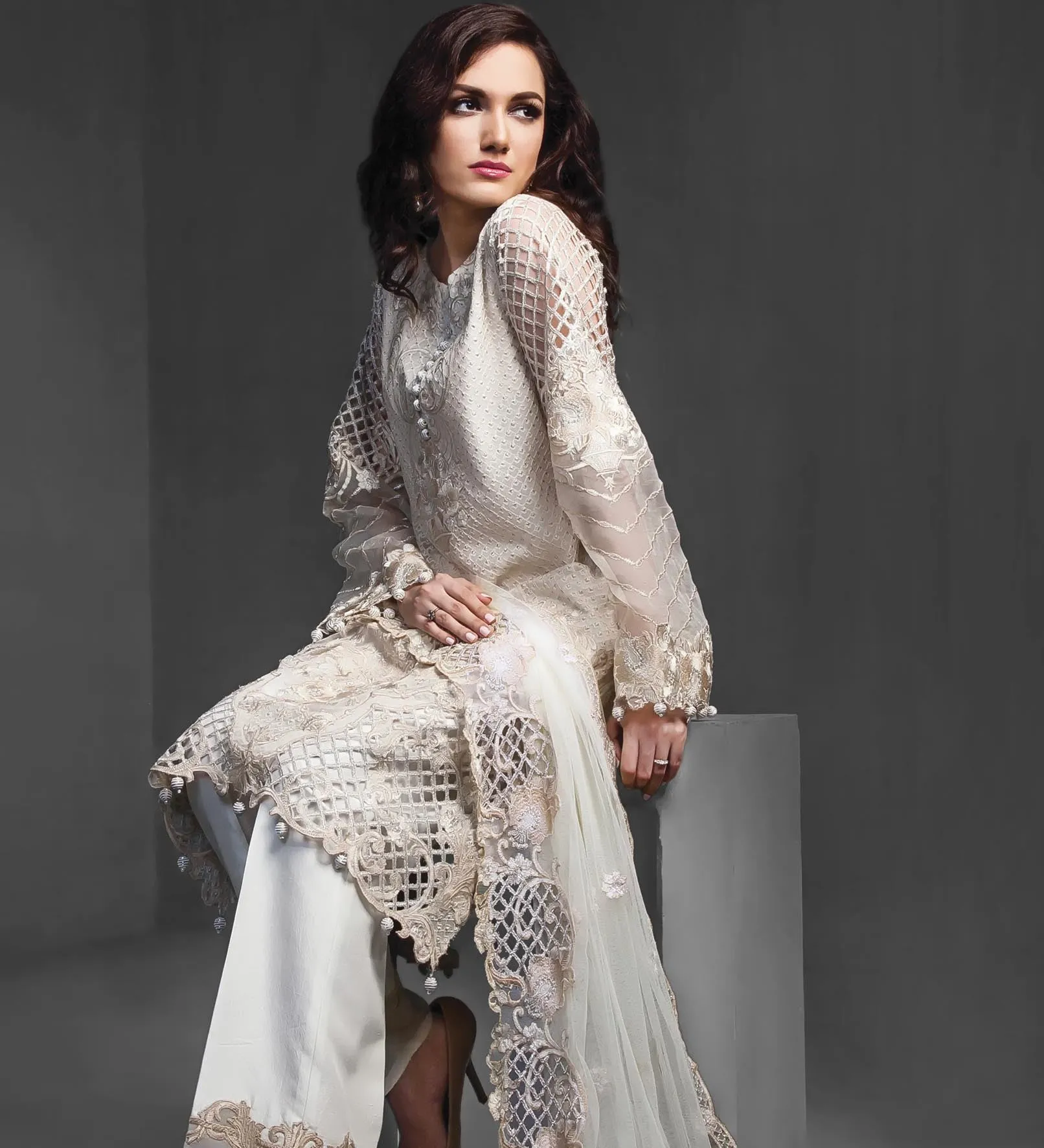 Anaya Festive Chiffon Collection –Ivory Mist