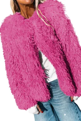 Aoang Women's 2025 Winter Coats Fleece Cropped Jacket Faux Fur Long Sleeve Shaggy Warm Outerwear Fall Clothes