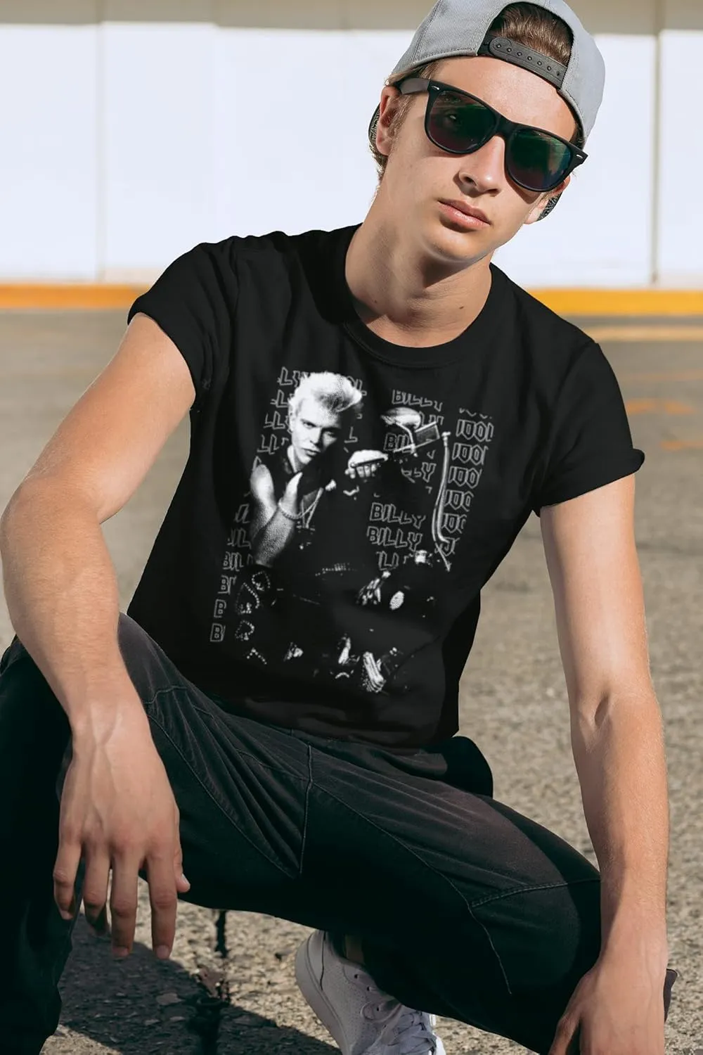 Billy Idol Music Billy On Motorcycle Image Adult Short Sleeve T Shirts Retro Style Graphic Tees