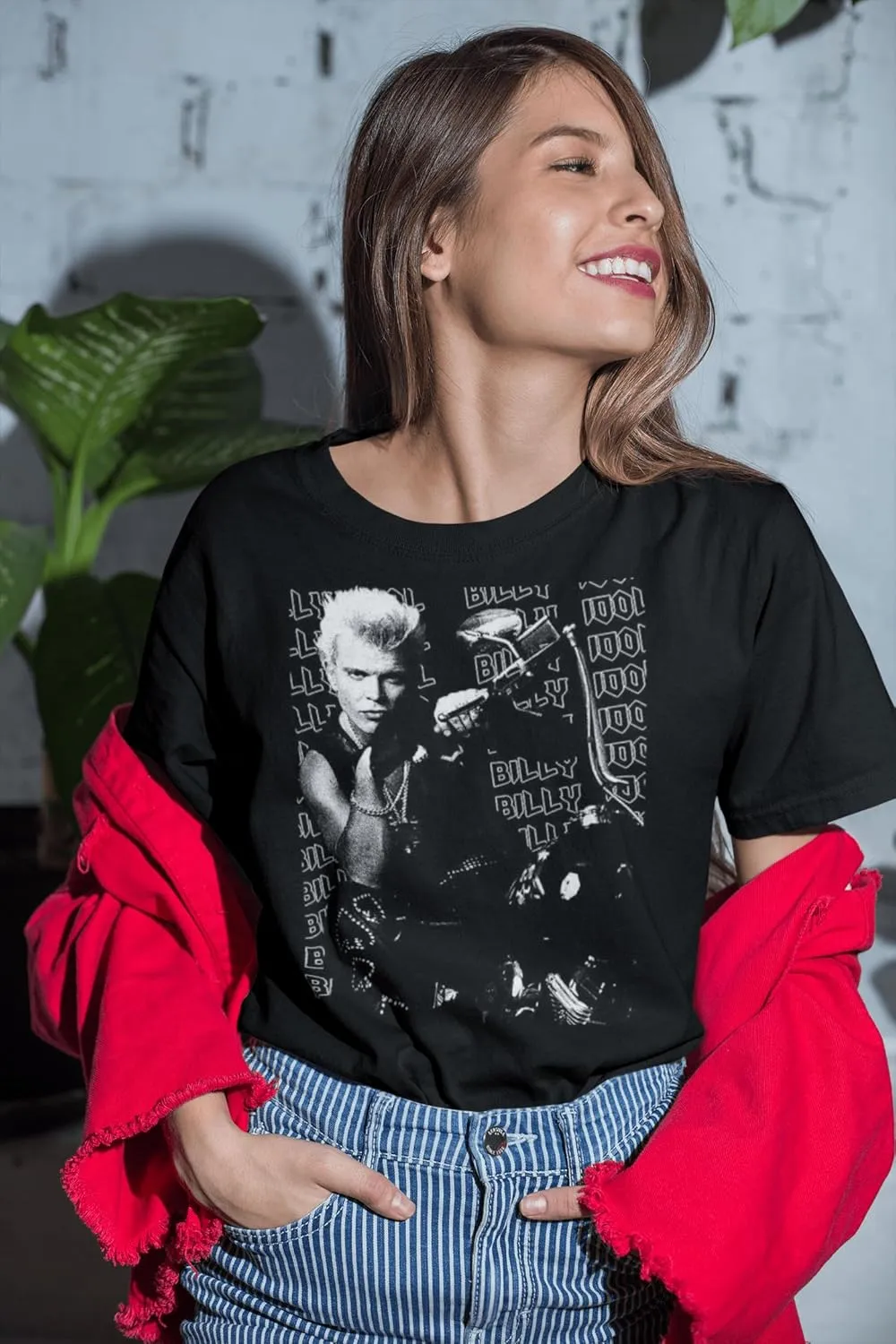 Billy Idol Music Billy On Motorcycle Image Adult Short Sleeve T Shirts Retro Style Graphic Tees