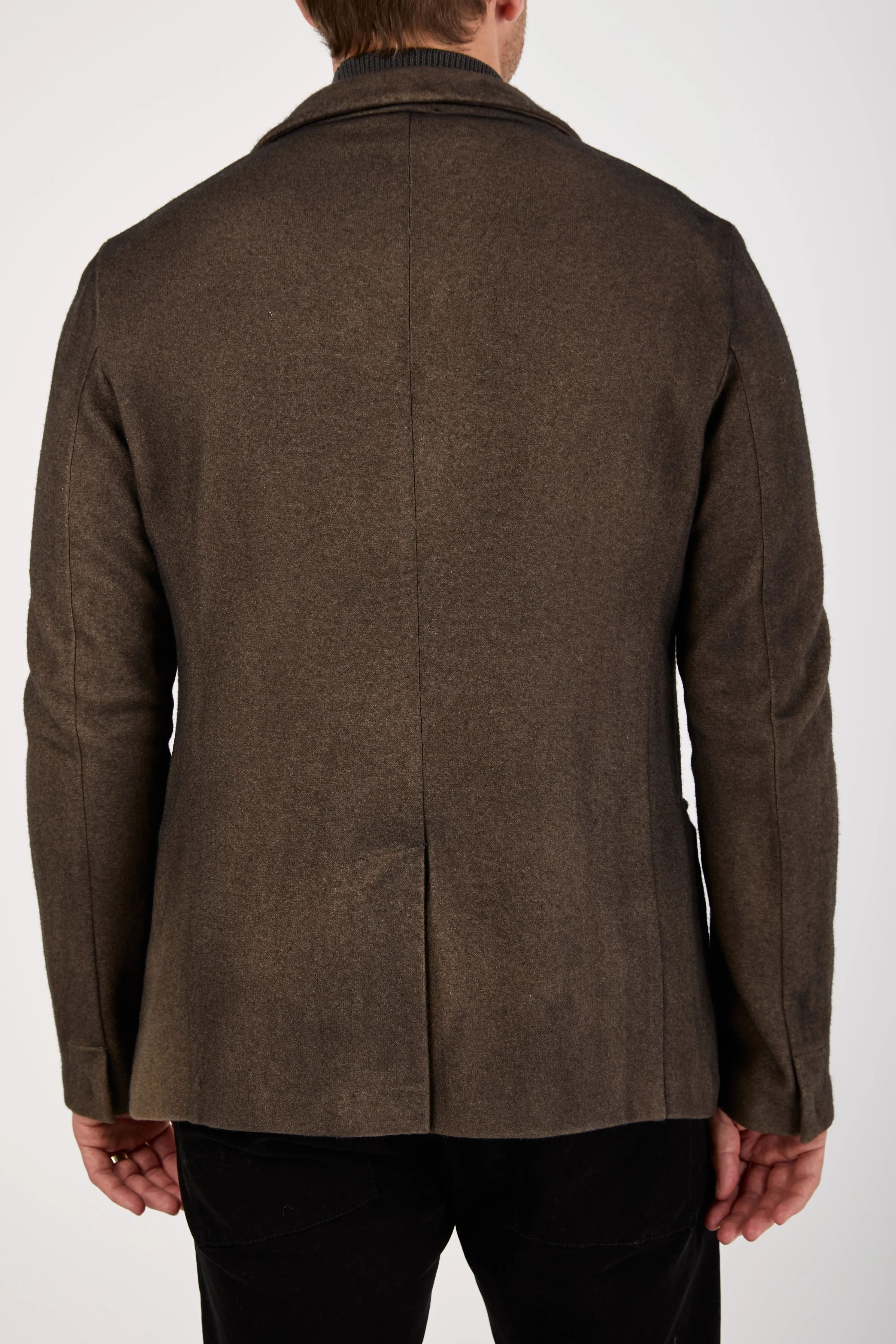 Black Shadow Felted Rever Jacket in Moss