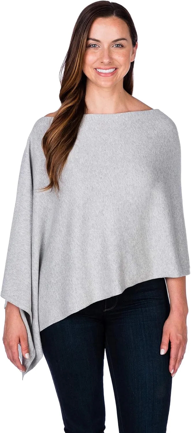 Caroline Grace Cashmere Blend Poncho by Alashan Lightweight & Super Soft - 95% Cotton 5% Cashmere - Great Gift Item