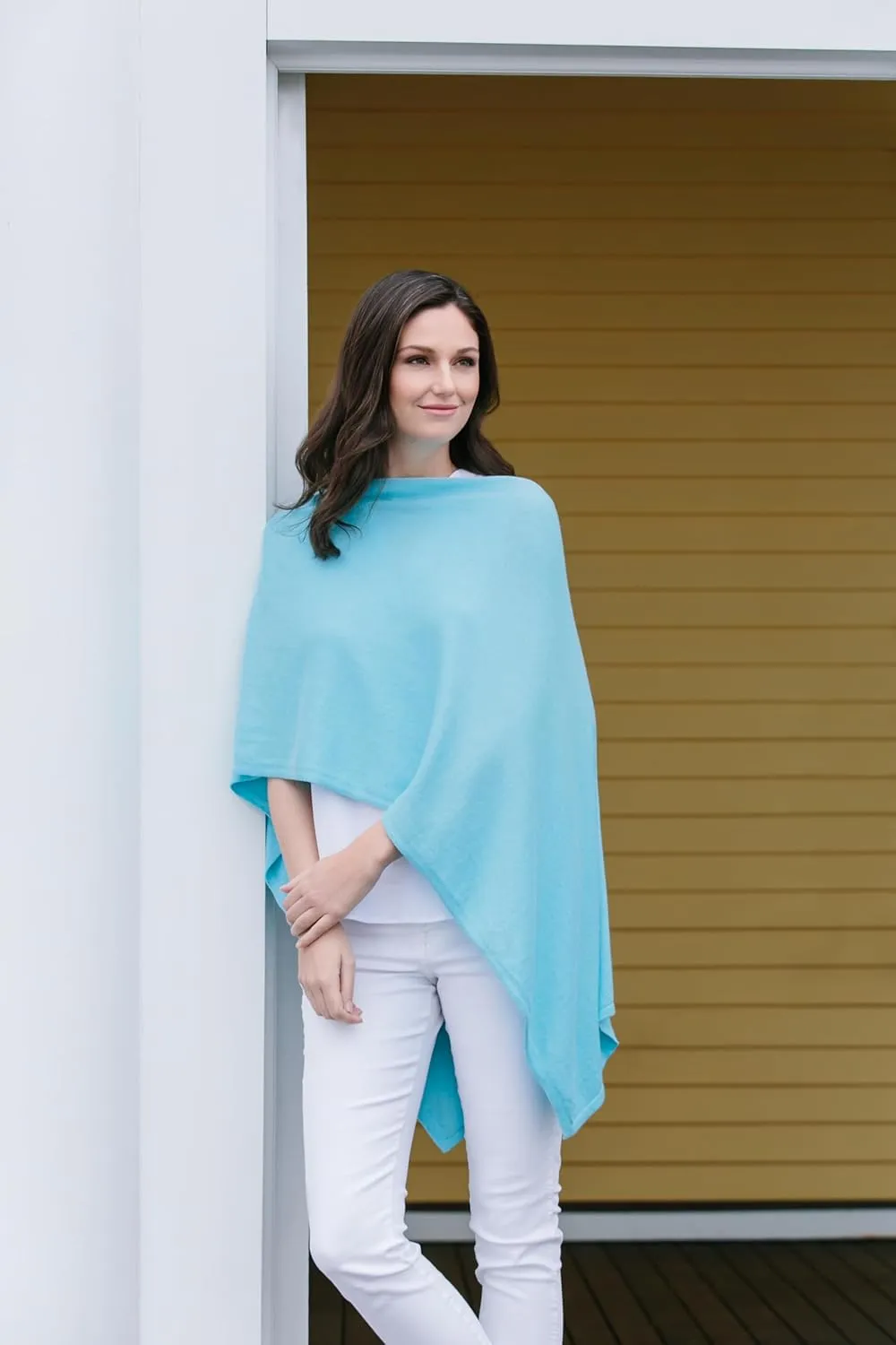 Caroline Grace Cashmere Blend Poncho by Alashan Lightweight & Super Soft - 95% Cotton 5% Cashmere - Great Gift Item