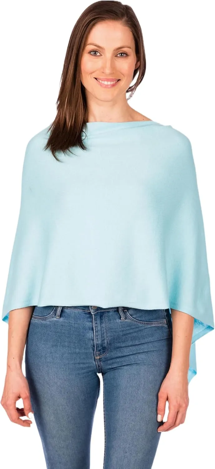 Caroline Grace Cashmere Blend Poncho by Alashan Lightweight & Super Soft - 95% Cotton 5% Cashmere - Great Gift Item