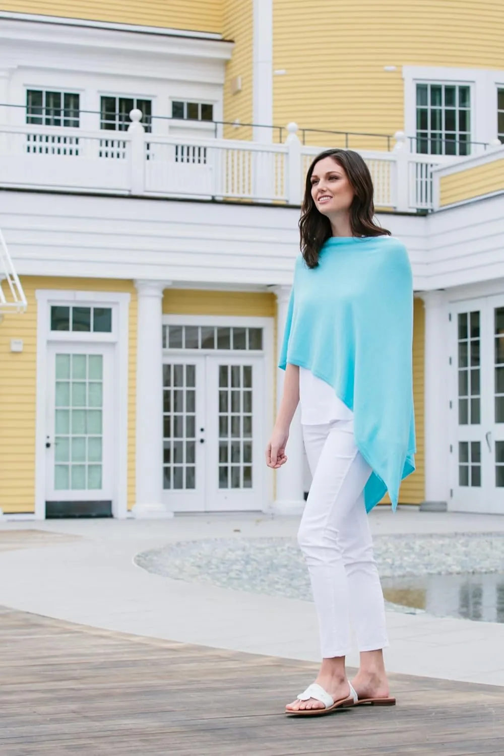Caroline Grace Cashmere Blend Poncho by Alashan Lightweight & Super Soft - 95% Cotton 5% Cashmere - Great Gift Item