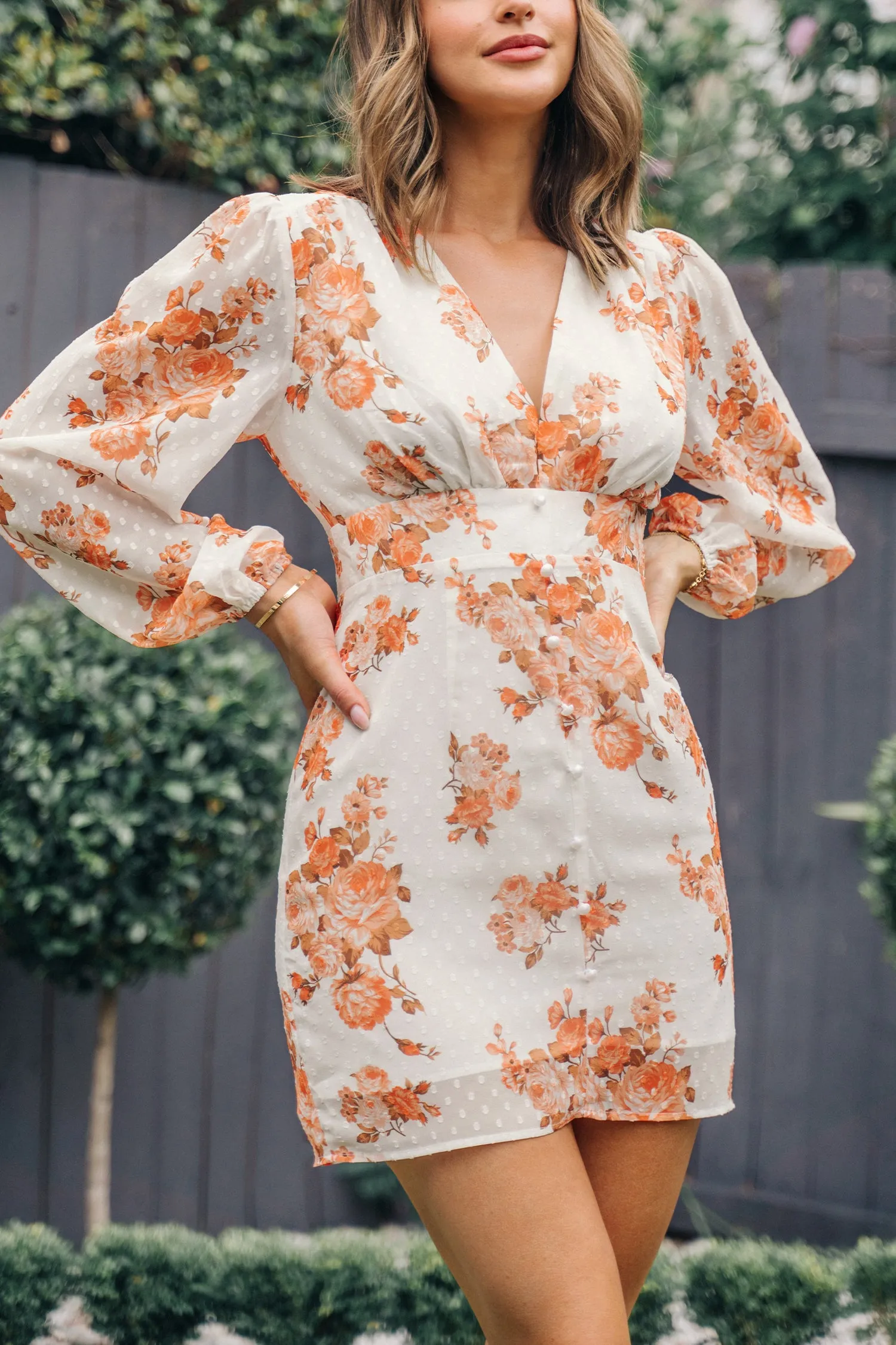 Central Park V-Neck Floral Mini Dress