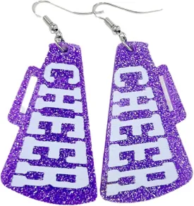 CHEER Megaphone Dangling Earrings Lightweigt Rugby Football Game Day Earrings for Fans Players