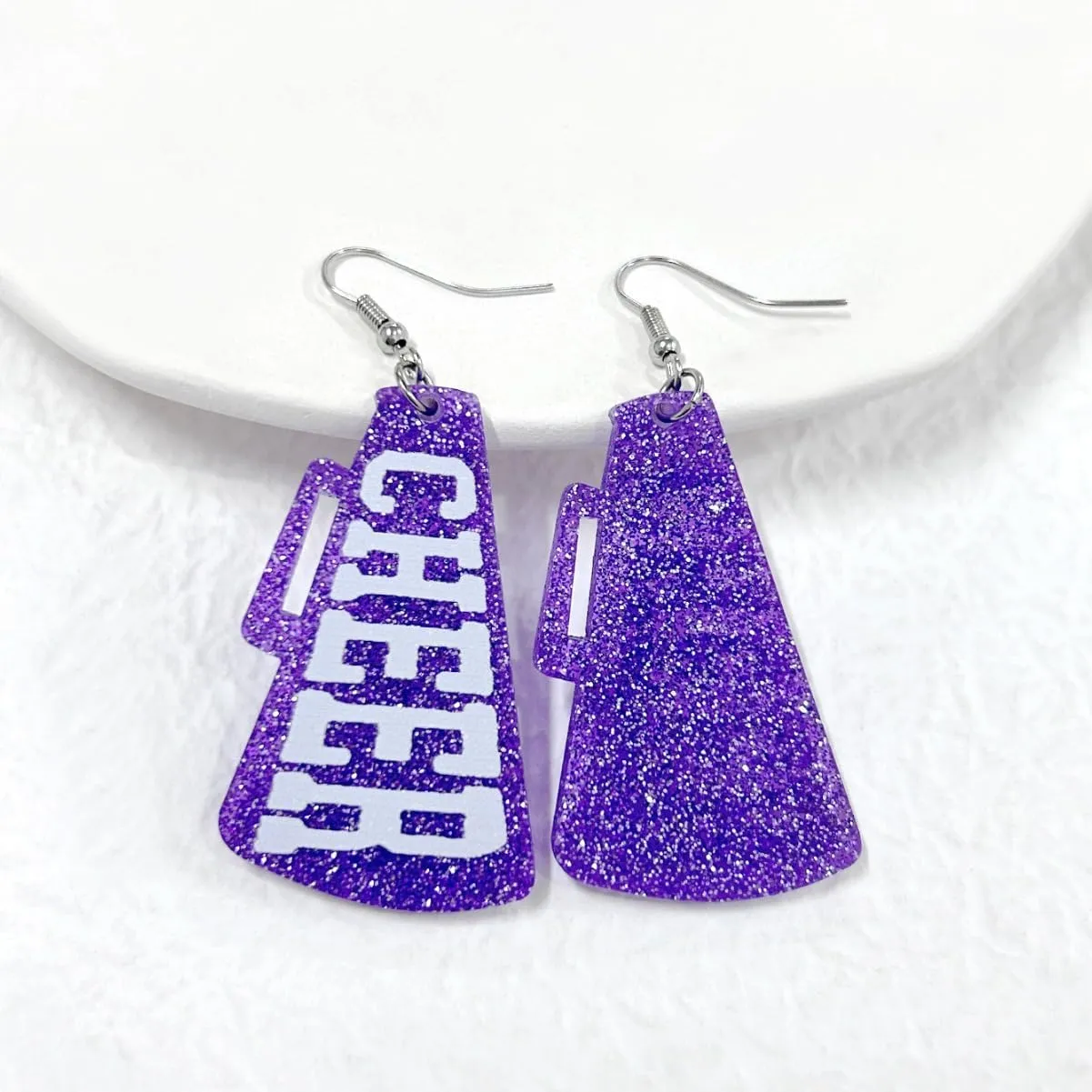 CHEER Megaphone Dangling Earrings Lightweigt Rugby Football Game Day Earrings for Fans Players
