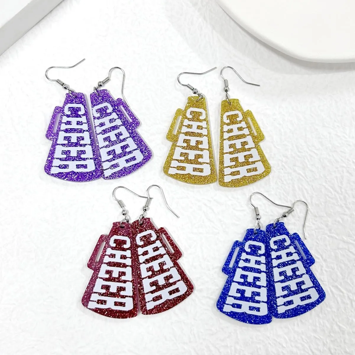 CHEER Megaphone Dangling Earrings Lightweigt Rugby Football Game Day Earrings for Fans Players