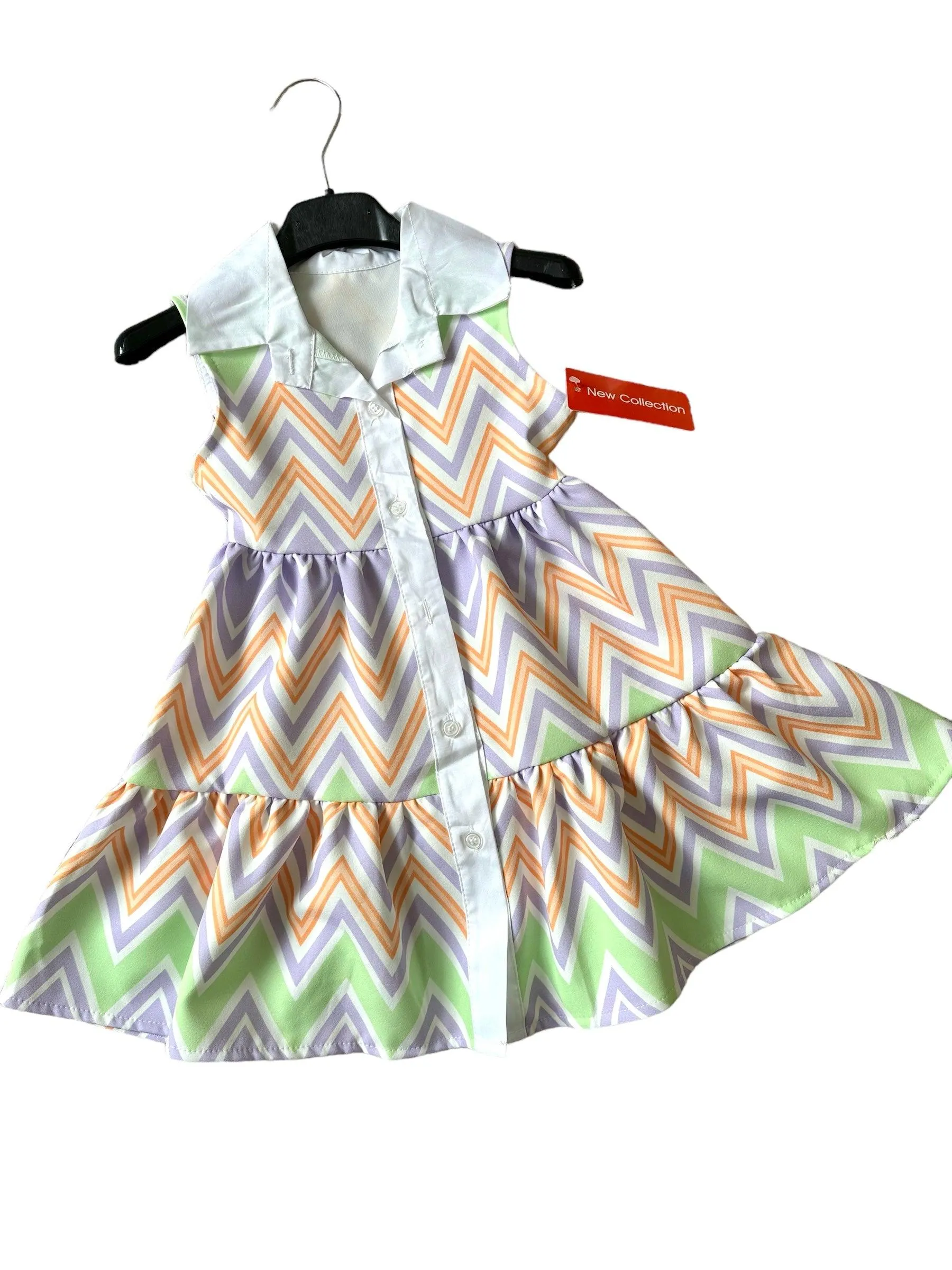 CLEARANCE SALE - Girls SS24 -  Zig Zag Multi Colour Lilac Summer Dress
