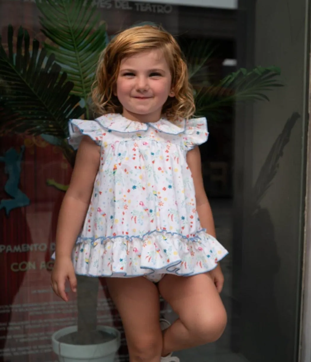 CLEARANCE SALE - Lililu by El Copo SS24 - Baby Girls Multi Colour Summer Dress with Knickers
