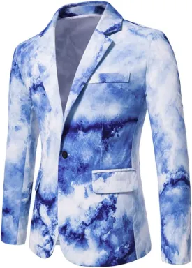 Cloudstyle Mens Suit Jacket Slim Fit Printed One Button Floral Casual Blazer Sports Coat