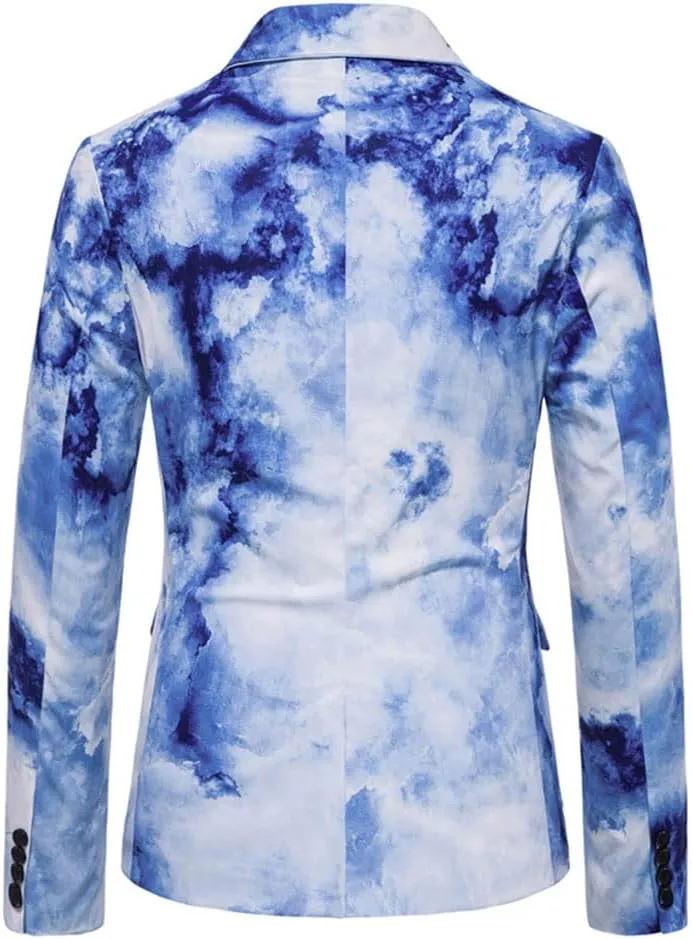 Cloudstyle Mens Suit Jacket Slim Fit Printed One Button Floral Casual Blazer Sports Coat