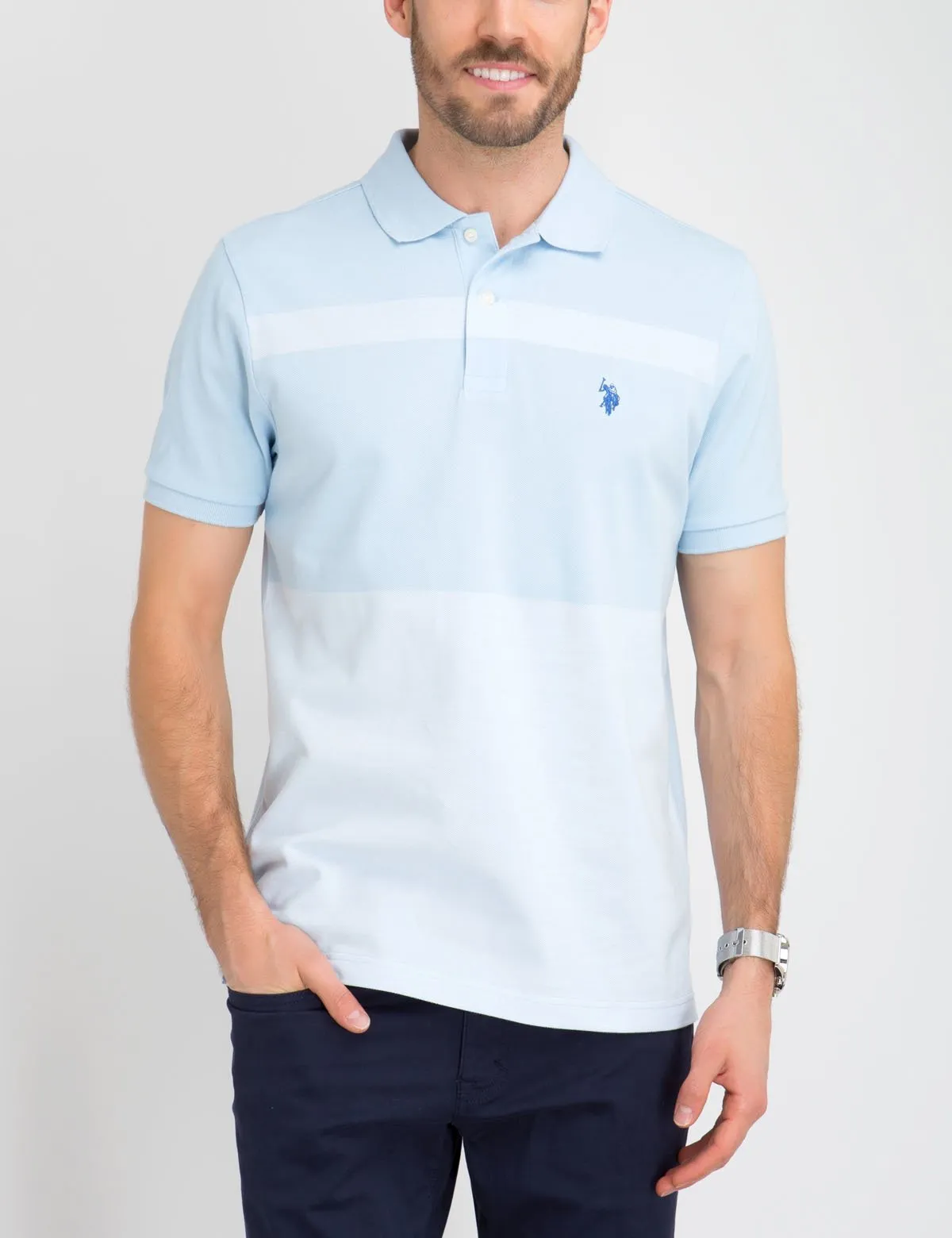 COLORBLOCK STRIPED PIQUE POLO SHIRT