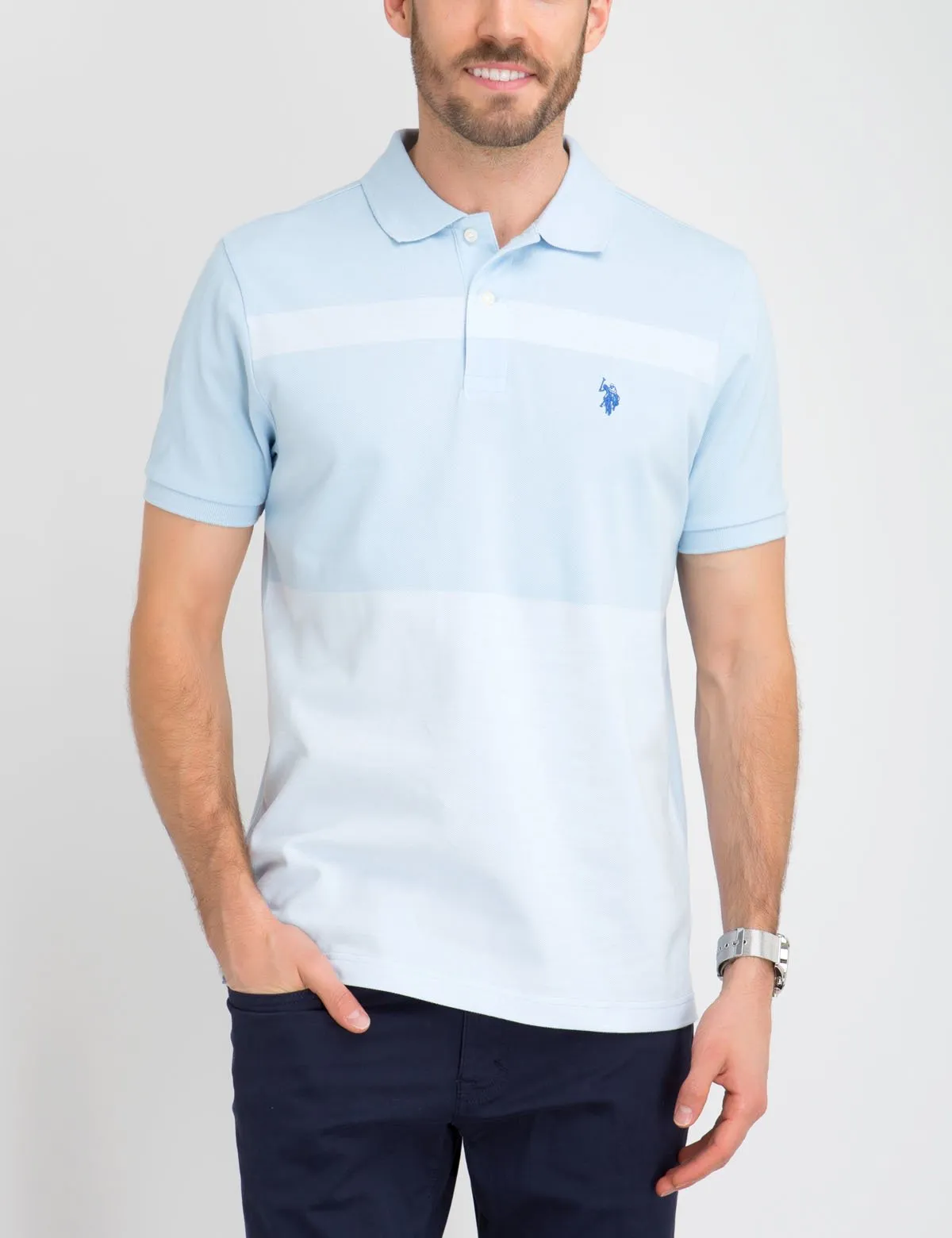 COLORBLOCK STRIPED PIQUE POLO SHIRT
