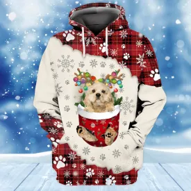 CREAM American Cocker Spaniel In Snow Pocket Merry Christmas Unisex Hoodie