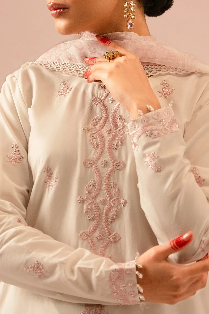 Cross Stitch Embroidered Mahiri Lawn – IVORY CREAM