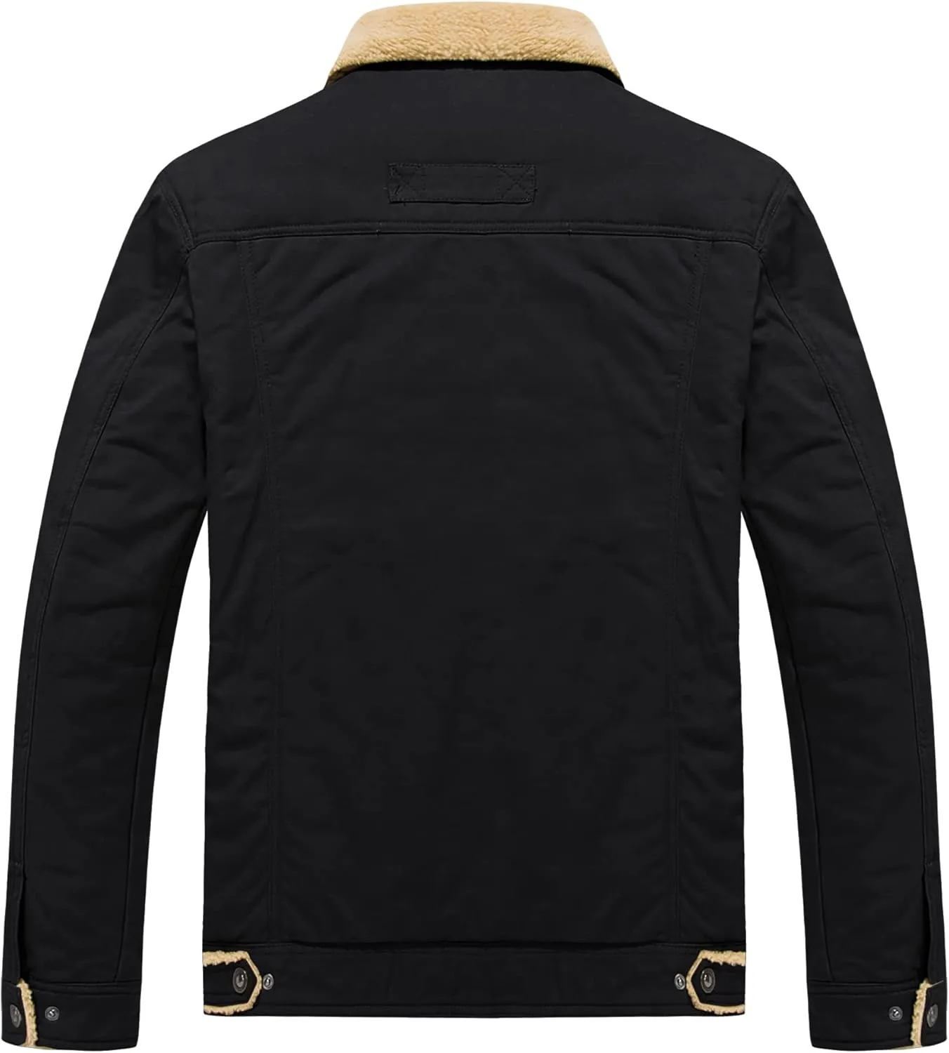 CRYSULLY Men's Winter Cargo Jacket Fur Collar Fleece Casual Warm Cotton Military Coat