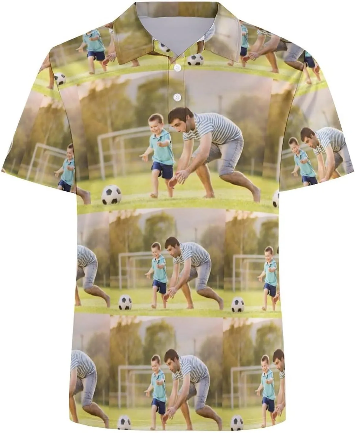 Custom Photo T Shirt for Men Personalized Faces Polo Tshirts Funny Shirt Gift for Husband Dad Boyfriend(Regular/Plus Size)