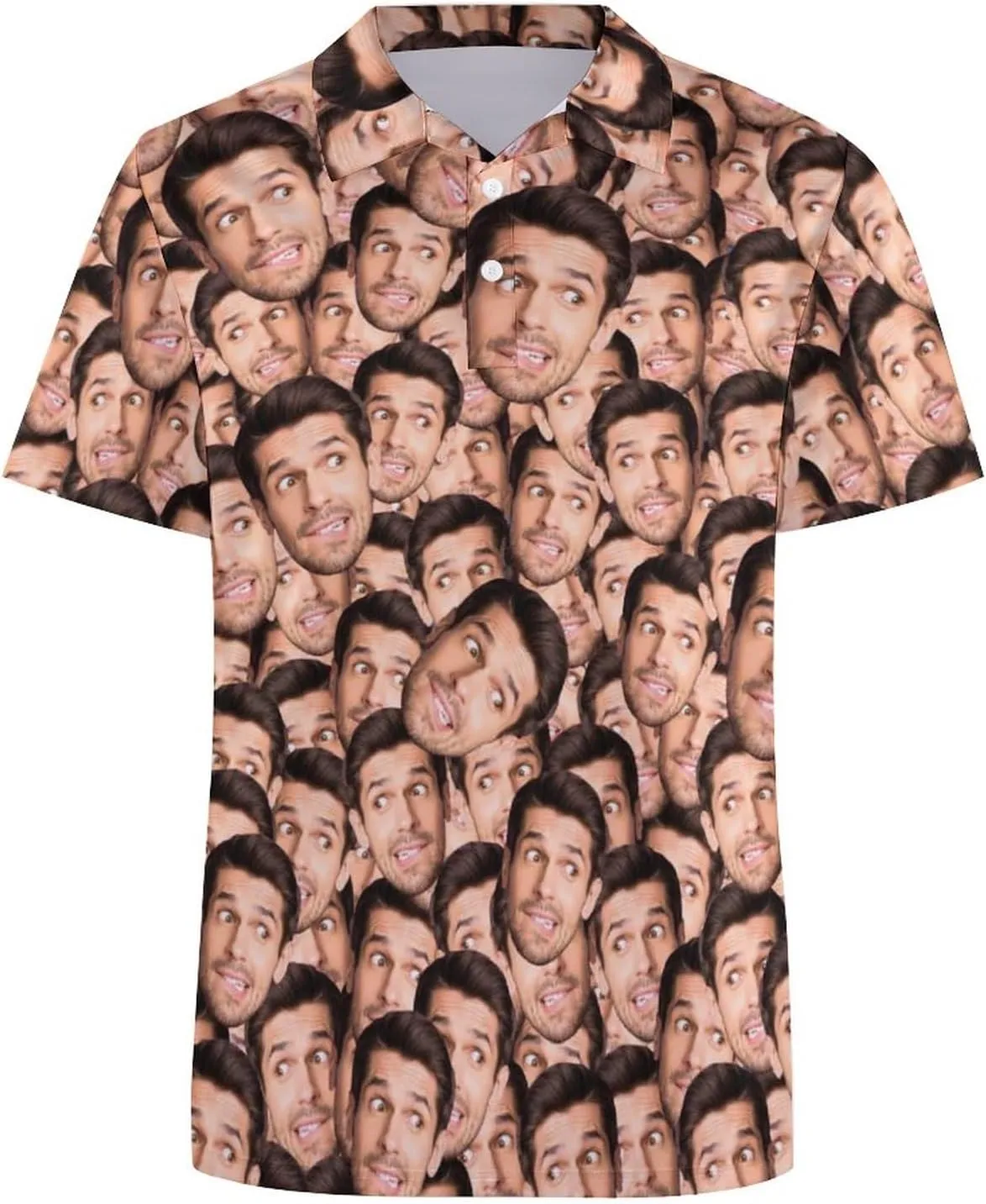 Custom Photo T Shirt for Men Personalized Faces Polo Tshirts Funny Shirt Gift for Husband Dad Boyfriend(Regular/Plus Size)