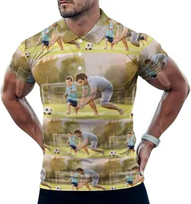 Custom Photo T Shirt for Men Personalized Faces Polo Tshirts Funny Shirt Gift for Husband Dad Boyfriend(Regular/Plus Size)
