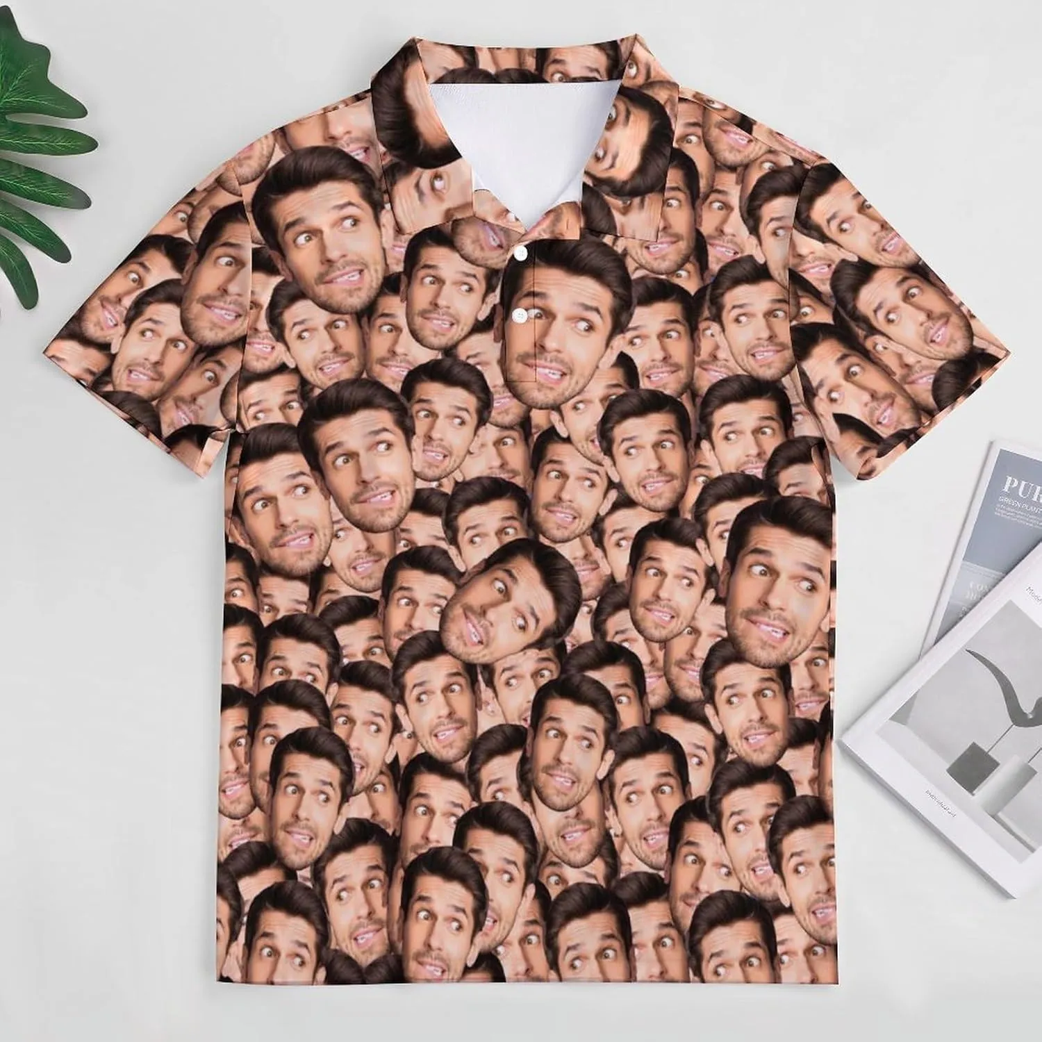 Custom Photo T Shirt for Men Personalized Faces Polo Tshirts Funny Shirt Gift for Husband Dad Boyfriend(Regular/Plus Size)