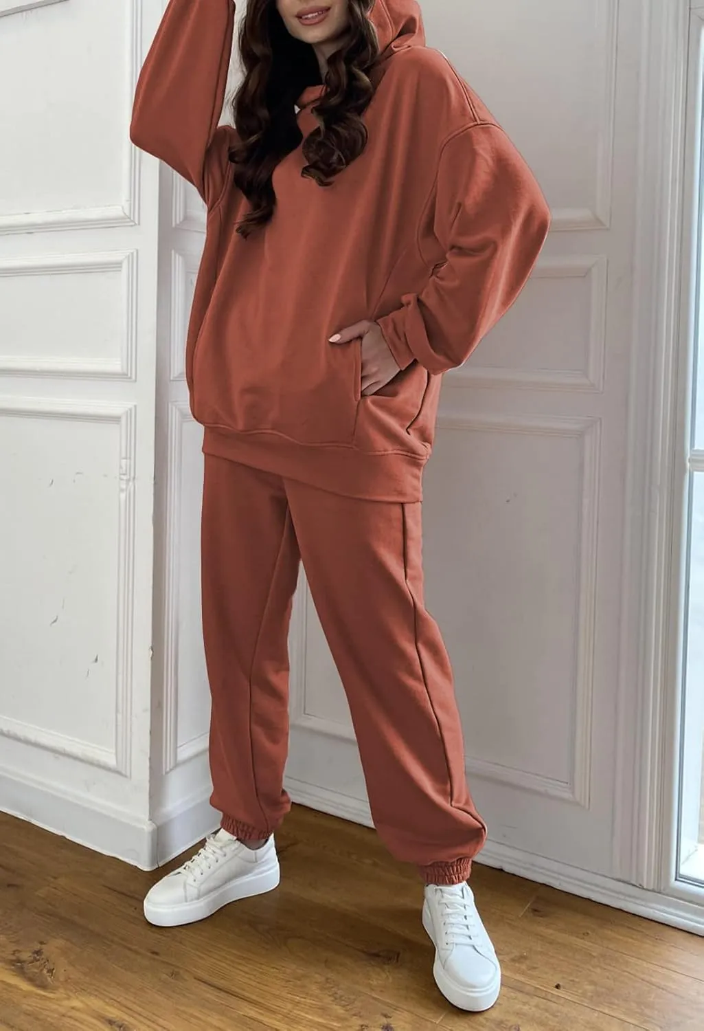 Fixmatti Women Hoodies Tracksuit Long Sleeve Sweatshirts Jogger Pant 2 Piece Outfits