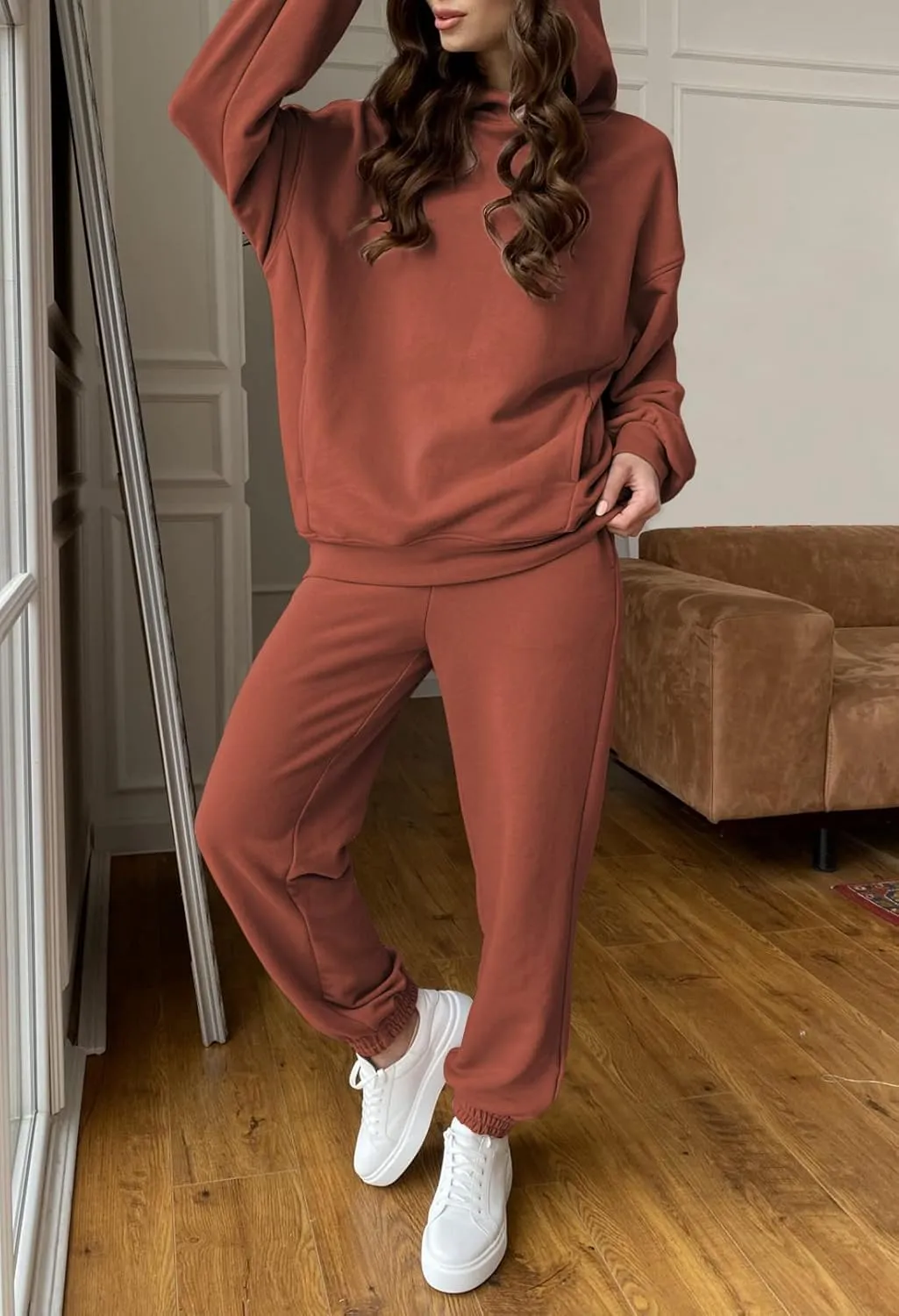 Fixmatti Women Hoodies Tracksuit Long Sleeve Sweatshirts Jogger Pant 2 Piece Outfits