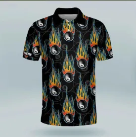 Funny 8 Ball Pool Billiard Polo shirt, Custom name Billiard uniform, Billiard clothing