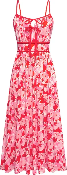 GRACE KARIN Women's 2025 Summer Casual Floral Boho Dress Spaghetti Strap Flowy Beach Maxi Dresses