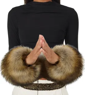 HOMEYEAH Faux Fur Cuffs Arm Leg Warmers Furry Wrist Cuff Warmer Halloween Decorations Costumes For Women