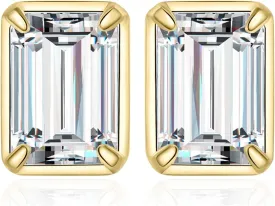 JewelryPalace Emerald Cut 1ct Cubic Zirconia Solitaire Stud Earrings for Women, 925 Sterling Silver 14k White Yellow Rose Gold Plated Earrings for Her, Classic Simulated Diamond Earrings Jewelry Sets