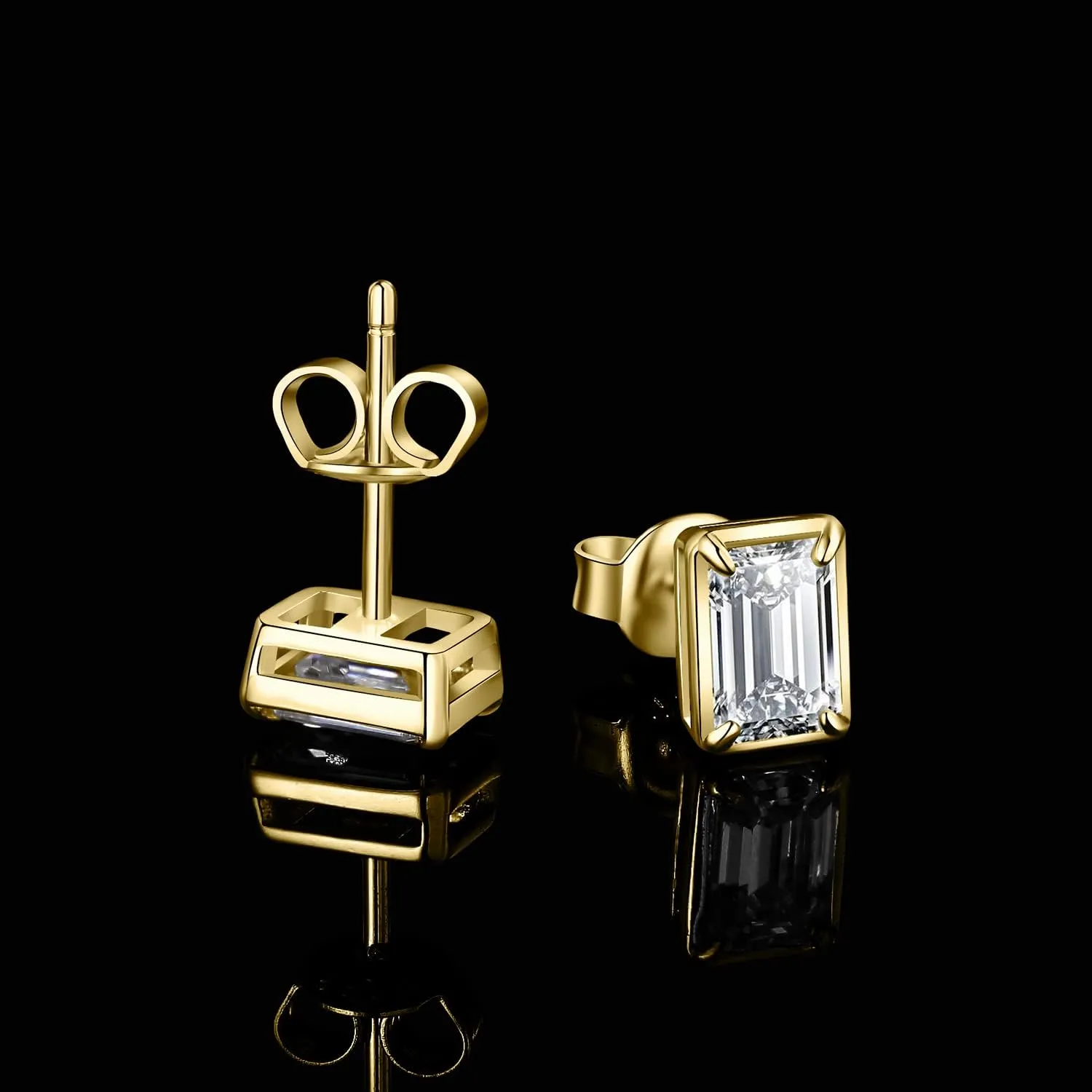 JewelryPalace Emerald Cut 1ct Cubic Zirconia Solitaire Stud Earrings for Women, 925 Sterling Silver 14k White Yellow Rose Gold Plated Earrings for Her, Classic Simulated Diamond Earrings Jewelry Sets