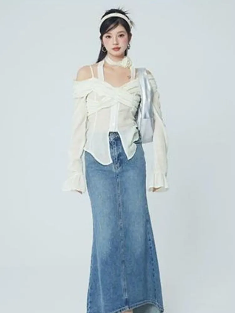 Lace chiffon shirt【s0000004068】