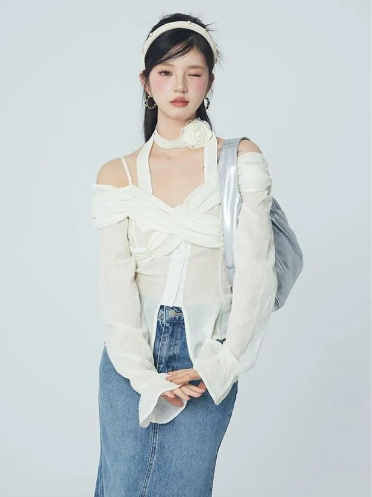Lace chiffon shirt【s0000004068】