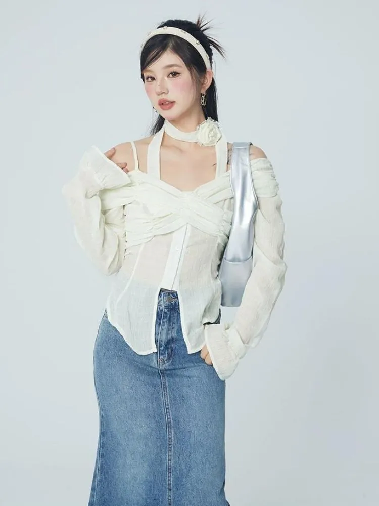 Lace chiffon shirt【s0000004068】