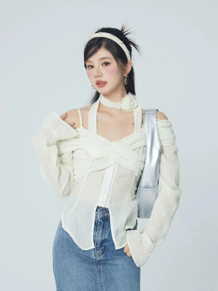 Lace chiffon shirt【s0000004068】