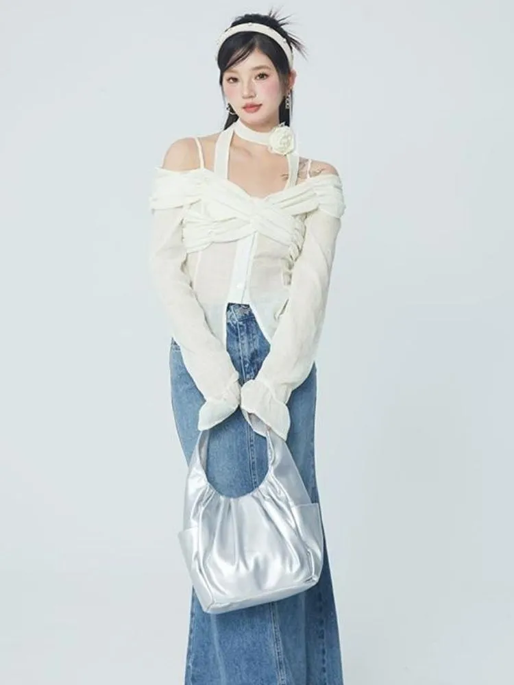 Lace chiffon shirt【s0000004068】