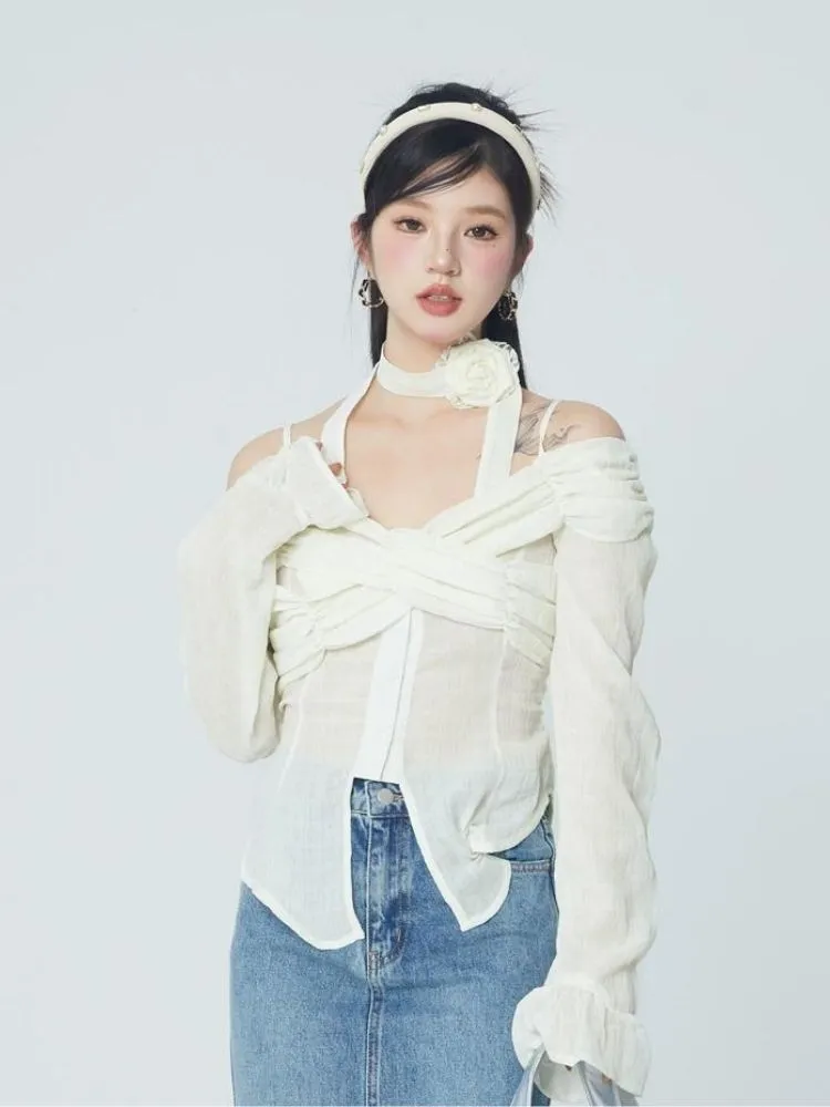 Lace chiffon shirt【s0000004068】