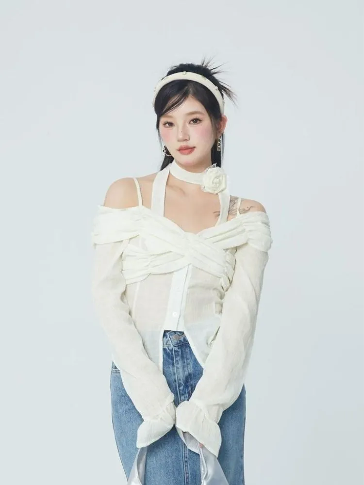 Lace chiffon shirt【s0000004068】