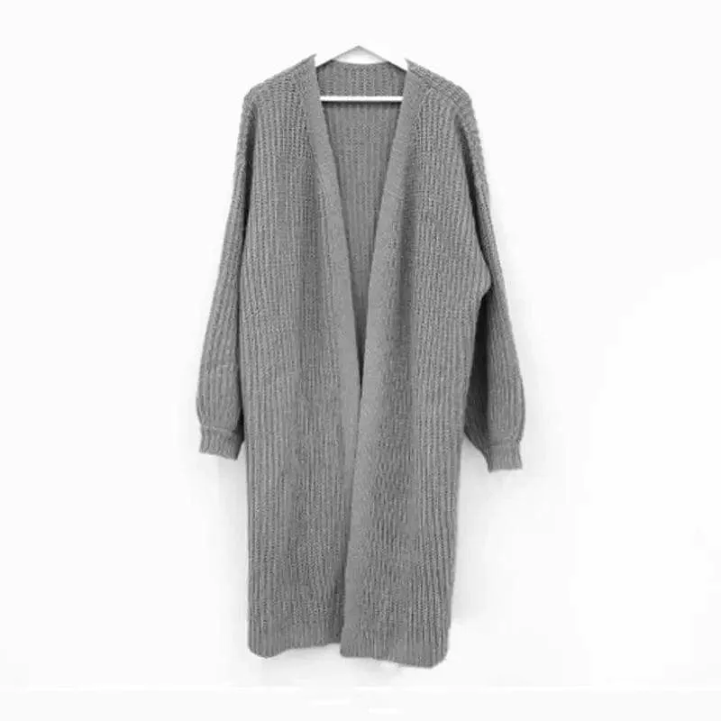 Lazy Shoulders Thick Stitch Long Sweater Coat Women