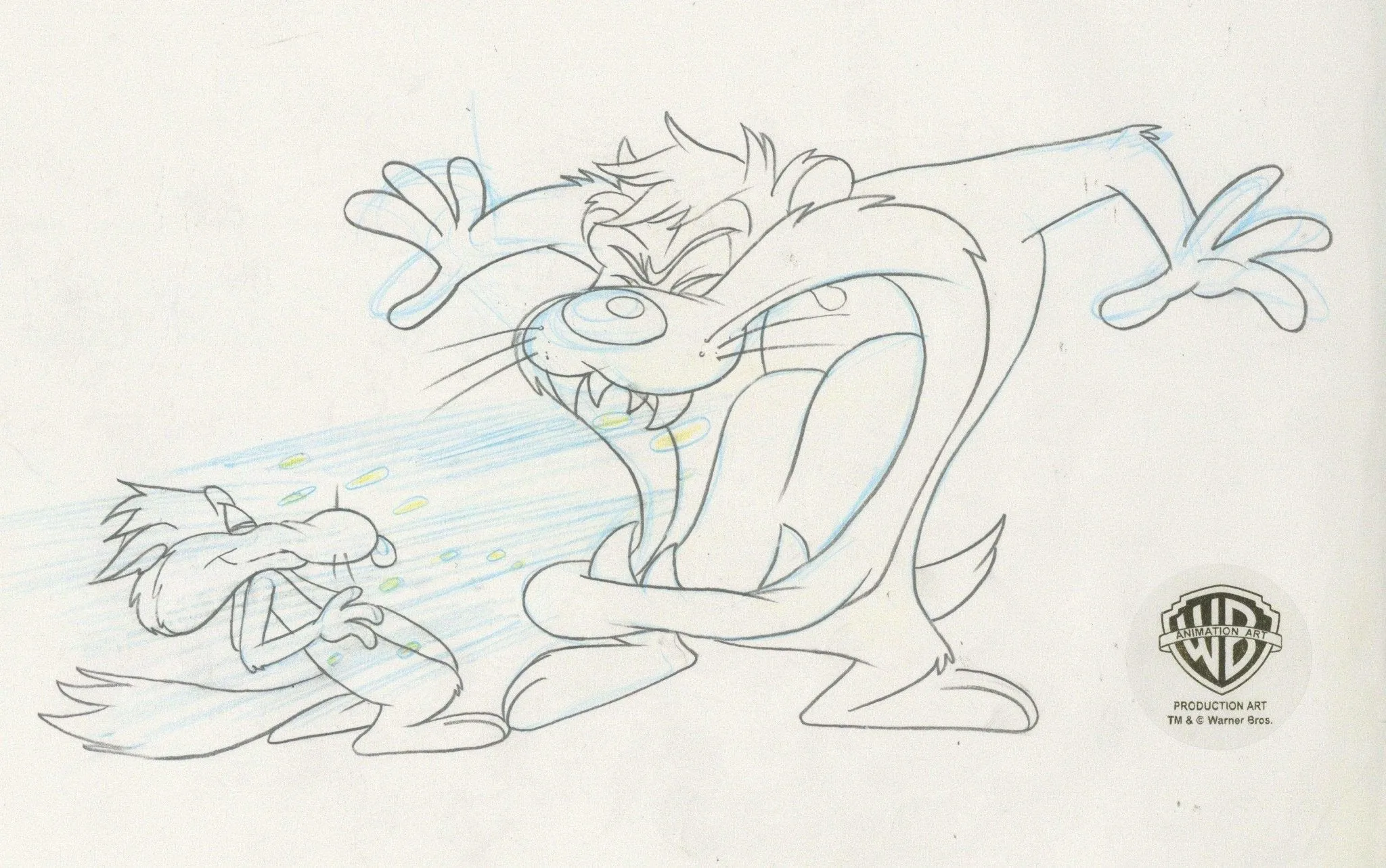 Looney Tunes Original Production Drawing: Wile E. Coyote and Taz