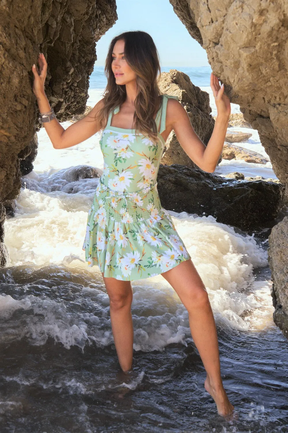 Matching Floral Printed Skirt in Green